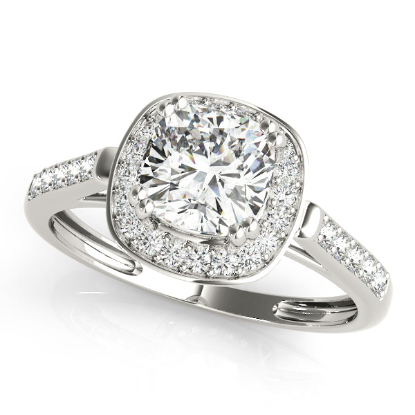 Princess & Cushion Accent Engagement Ring