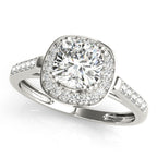 Princess & Cushion Accent Engagement Ring