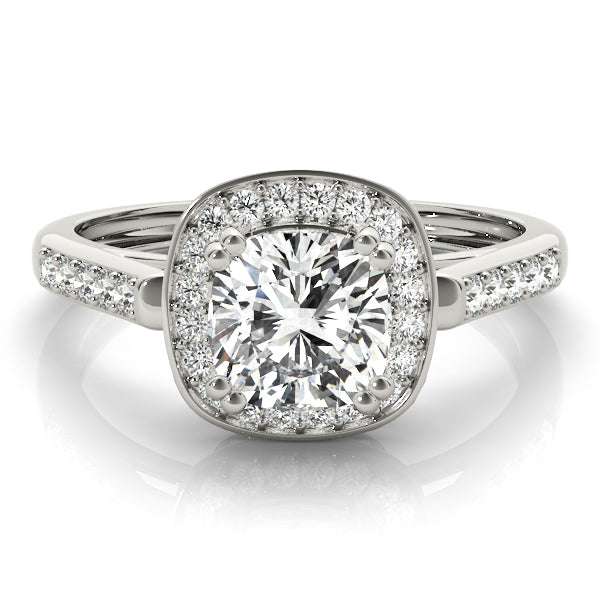 Princess & Cushion Accent Engagement Ring