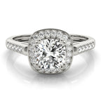 Princess & Cushion Accent Engagement Ring