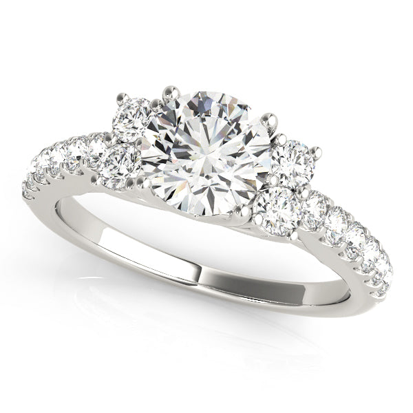 Round Cut Cluster Engagement Ring – 14KT Semi-Mount Customizable