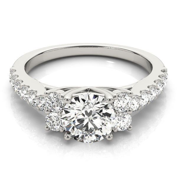 Round Cut Cluster Engagement Ring – 14KT Semi-Mount Customizable