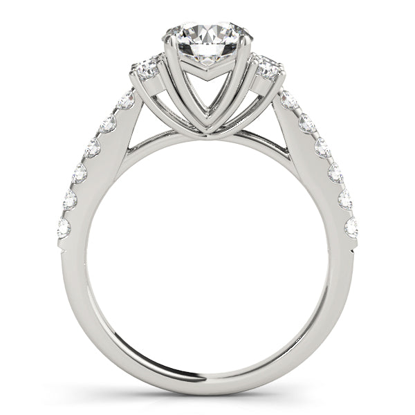 Round Cut Cluster Engagement Ring – 14KT Semi-Mount Customizable