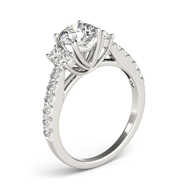 Round Cut Cluster Engagement Ring – 14KT Semi-Mount Customizable