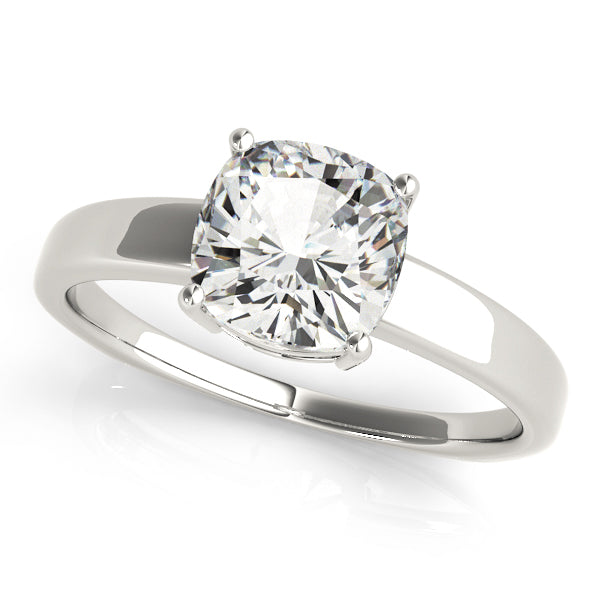 Cushion Cut Solitaire Engagement Ring with Matching Stone Accent