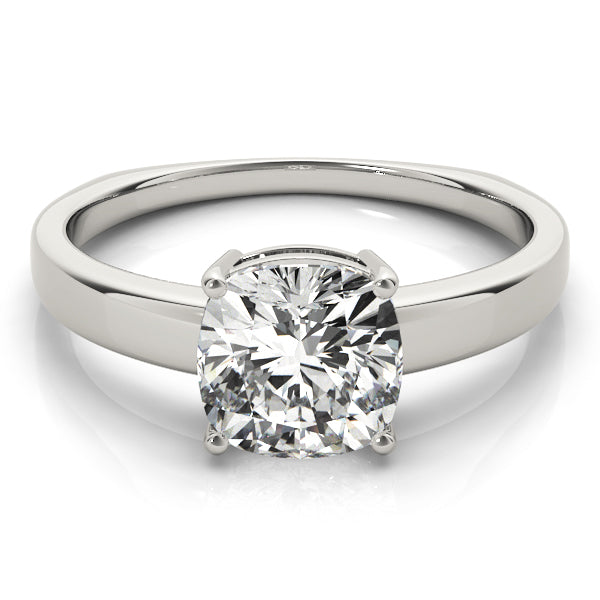 Cushion Cut Solitaire Engagement Ring with Matching Stone Accent