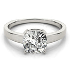 Cushion Cut Solitaire Engagement Ring with Matching Stone Accent