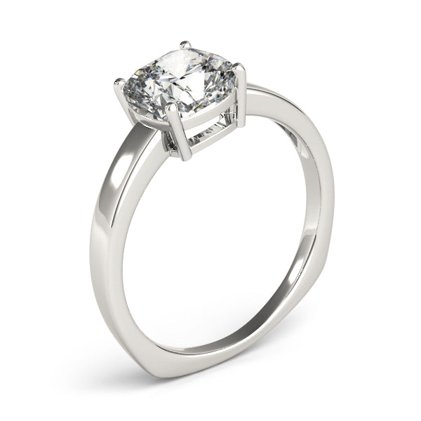 Cushion Cut Solitaire Engagement Ring with Matching Stone Accent