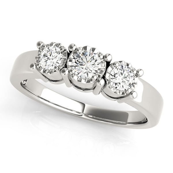 Three Stone Round Prong Engagement Ring