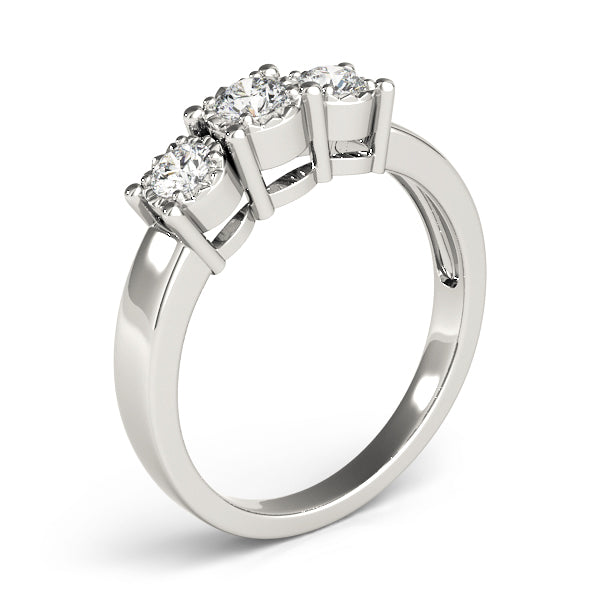 Three Stone Round Prong Engagement Ring