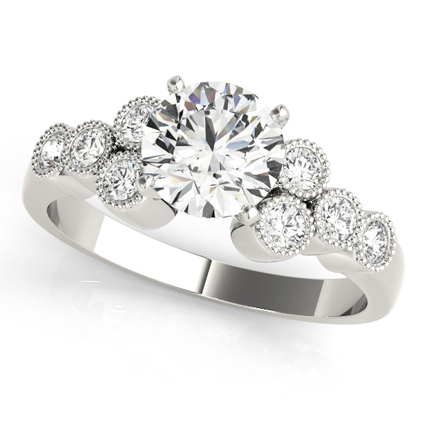 Milgrain Cluster Accent Engagement Ring