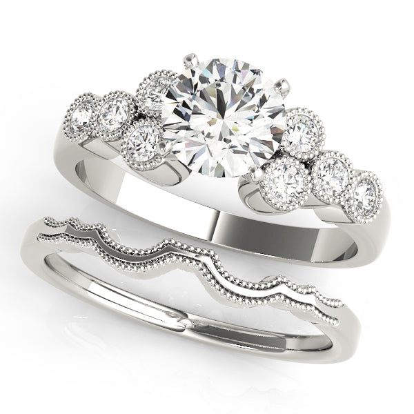 Milgrain Cluster Accent Engagement Ring