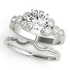 Milgrain Cluster Accent Engagement Ring