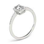 Single Row Halo Emerald Cut Engagement Ring