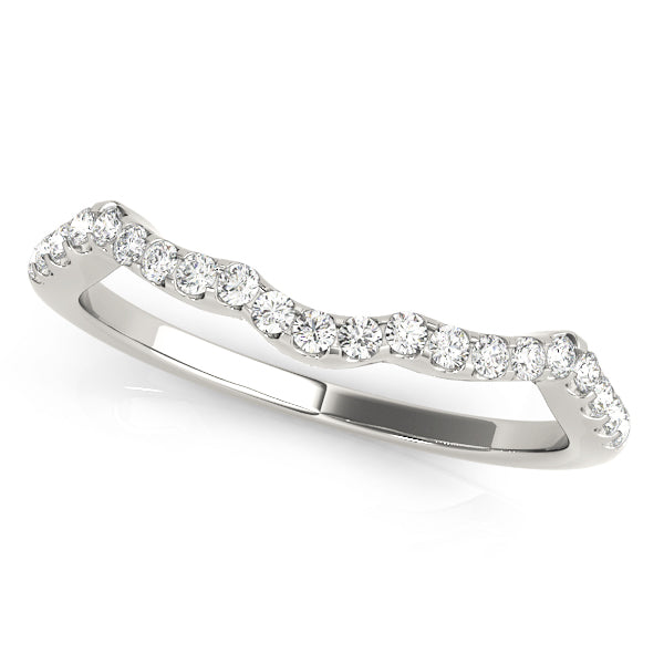 Curved Prong Set Diamond Wedding Band