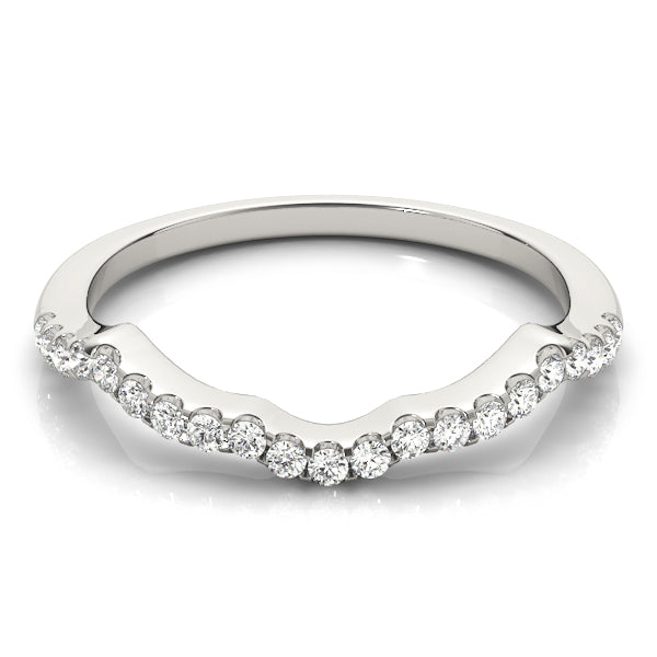 Curved Prong Set Diamond Wedding Band