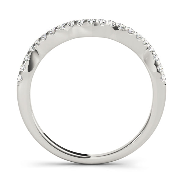 Curved Prong Set Diamond Wedding Band