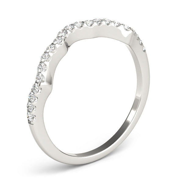 Curved Prong Set Diamond Wedding Band