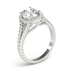 Oval Halo Braided Shank Engagement Ring