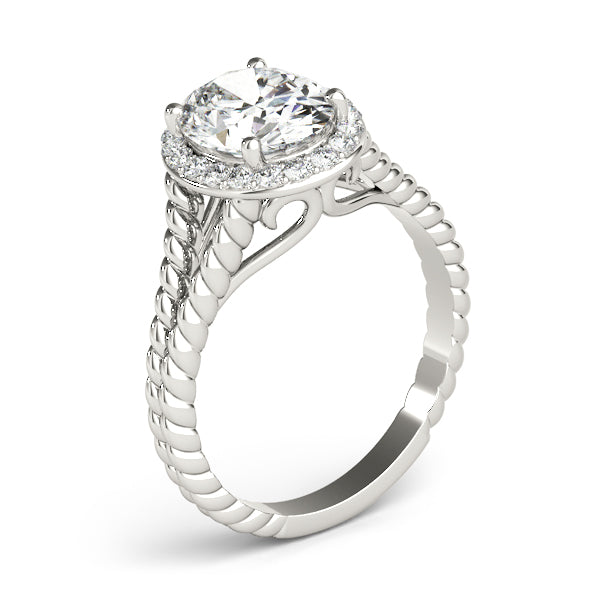 Oval Halo Braided Shank Engagement Ring