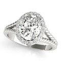 Oval Halo Braided Shank Engagement Ring