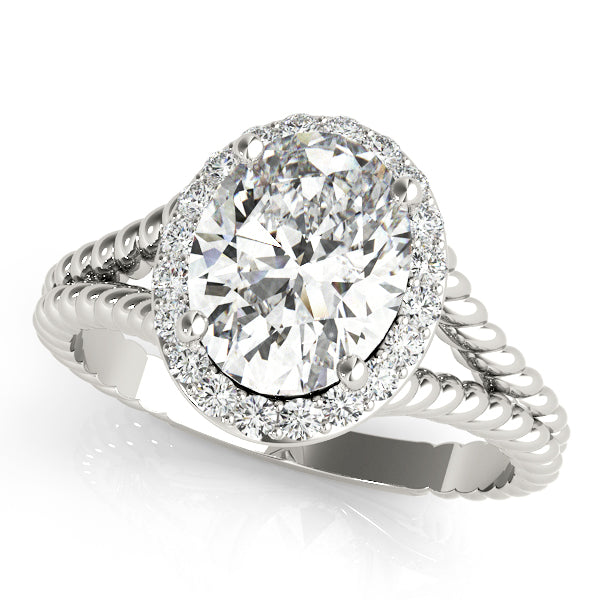 Oval Halo Braided Shank Engagement Ring