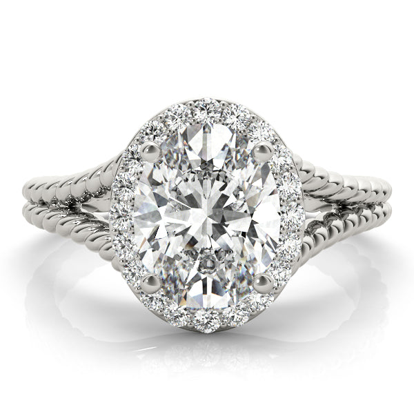 Oval Halo Braided Shank Engagement Ring