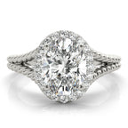 Oval Halo Braided Shank Engagement Ring