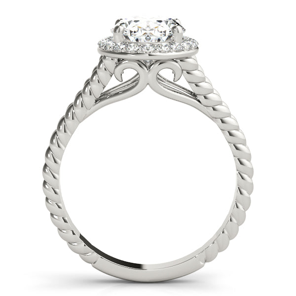Oval Halo Braided Shank Engagement Ring