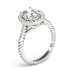 Oval Diamond Accent Engagement Ring