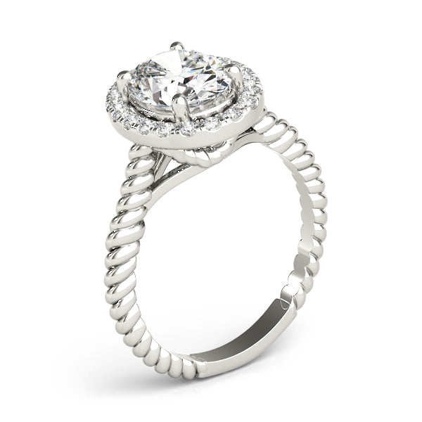 Oval Diamond Accent Engagement Ring
