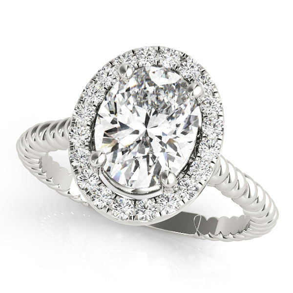 Oval Diamond Accent Engagement Ring