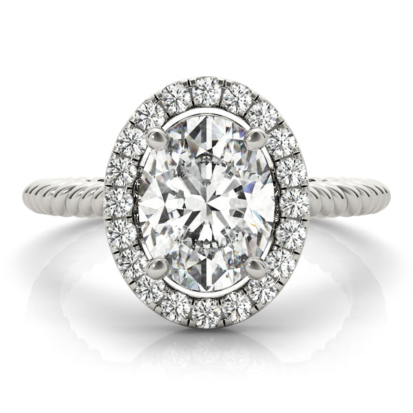 Oval Diamond Accent Engagement Ring