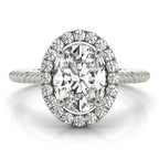 Oval Diamond Accent Engagement Ring