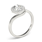 Oval Bypass Halo Engagement Ring