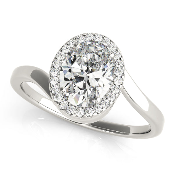 Oval Diamond Bypass Halo Engagement Ring