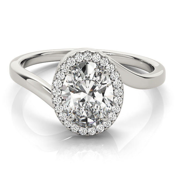 Oval Bypass Halo Engagement Ring