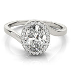 Oval Bypass Halo Engagement Ring