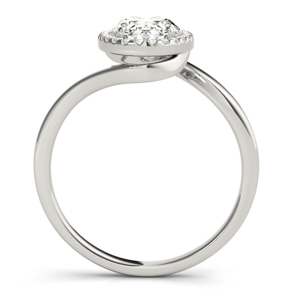 Oval Bypass Halo Engagement Ring