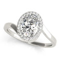 Oval Bypass Halo Engagement Ring