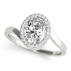 Oval Bypass Halo Engagement Ring
