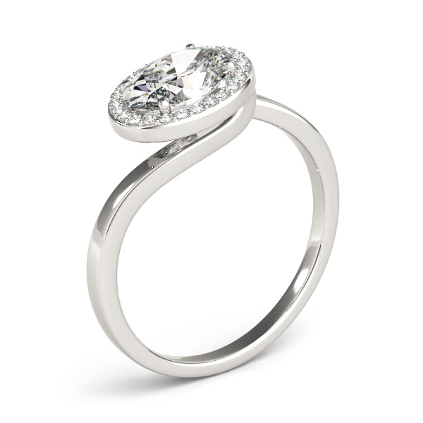 Oval Diamond Accent Engagement Ring