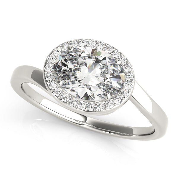 Oval Diamond Accent Engagement Ring