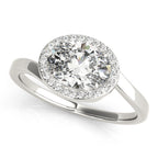 Oval Diamond Accent Engagement Ring