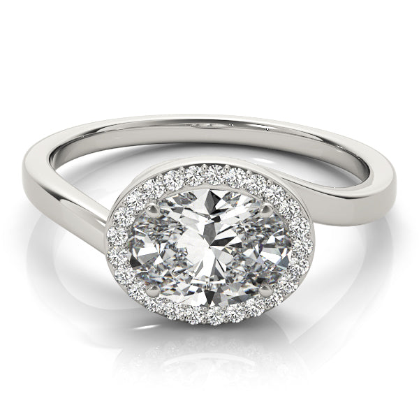 Oval Diamond Accent Engagement Ring