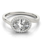 Oval Diamond Accent Engagement Ring