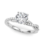 Twisted Diamond Engagement Ring with Pavé Accent