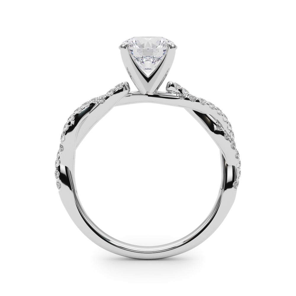 Twisted Diamond Engagement Ring with Pavé Accent