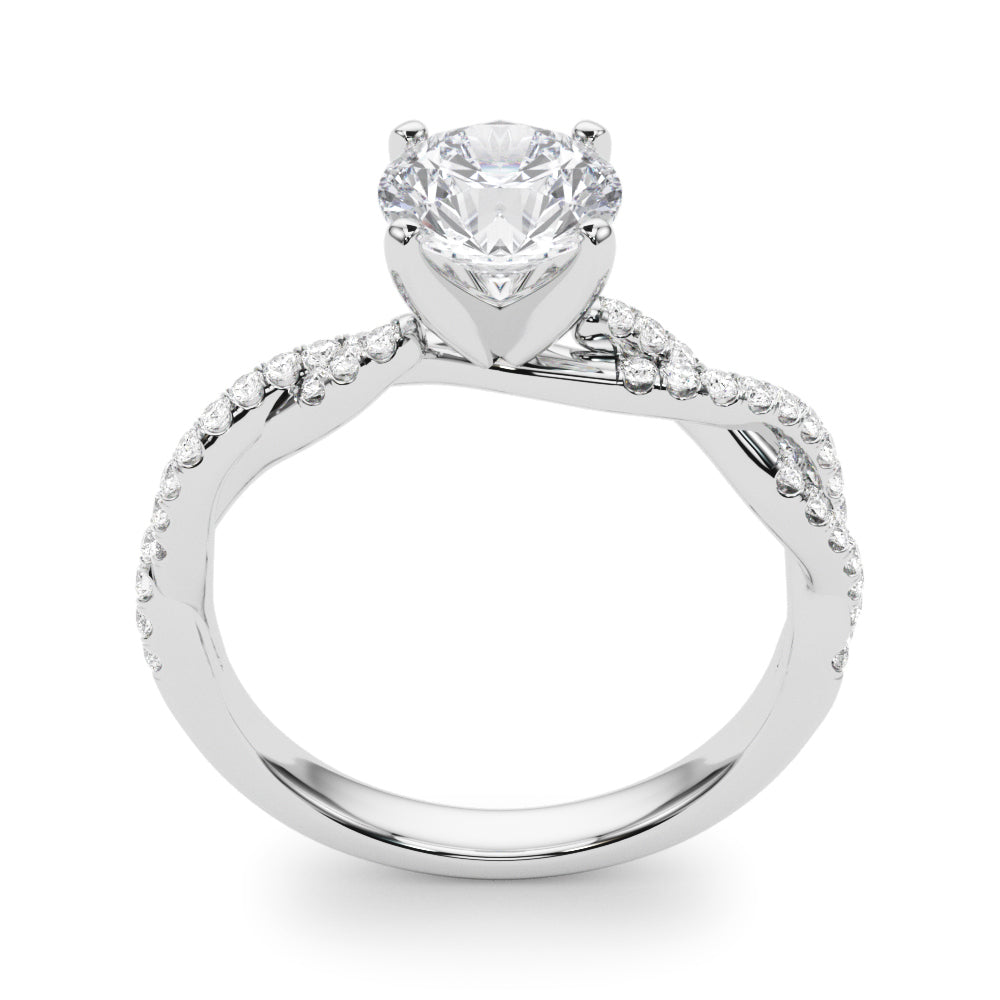 Twisted Diamond Engagement Ring with Pavé Accent