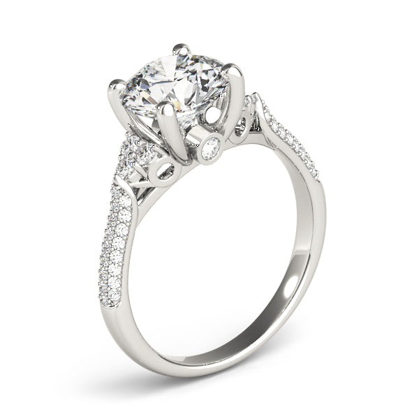 Multirow Pavé Engagement Ring – 14KT Semi-Mount Customizable